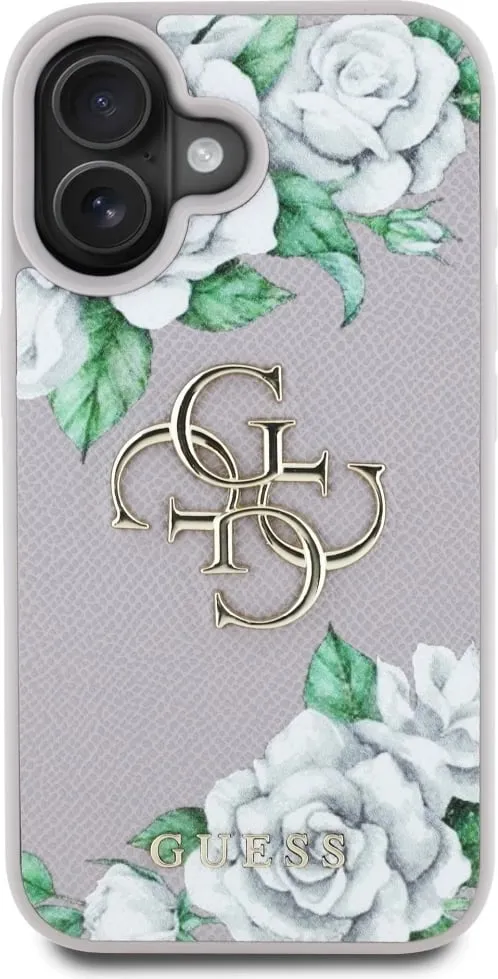 Mbështjellës Guess Grained Roses Big 4G logo për iPhone 16, Blu - 3