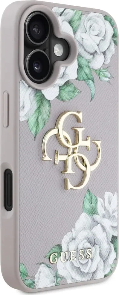 Mbështjellës Guess Grained Roses Big 4G logo për iPhone 16, Blu - 4