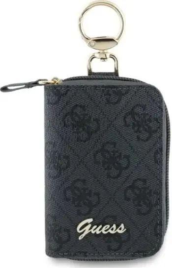 Pouch për kabllo Guess Cable Pouch Triangle 4G, lëkurë ekologjike, i zi