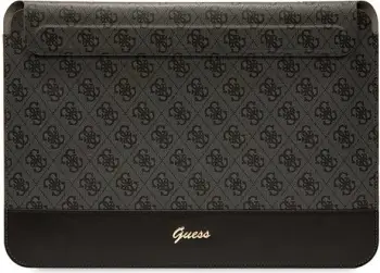 Mbështjellës laptopi Guess 4G Stripe Metal Logo, deri 14", Eco-leather, i zi