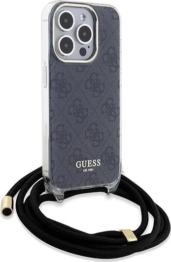 Mbështjellës Guess Crossbody Cord 4G Print për iPhone 15 Pro, zi - 3