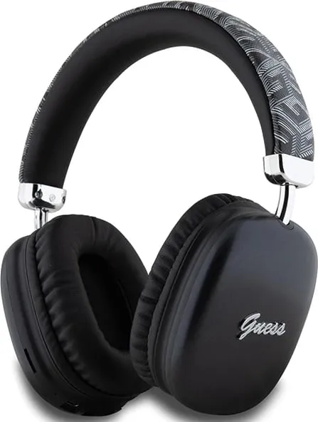 Kufje Bluetooth Guess GCube Metallic Script Logo, on-ear, të zeza - 1