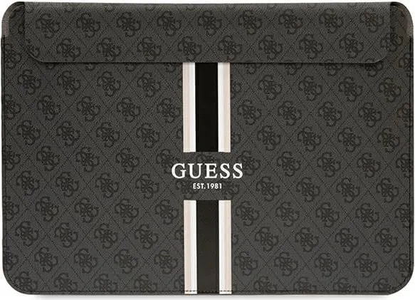 Mbështjellës laptopi Guess 4G Printed Stripes, deri 14", lëkurë eko, e zezë - 1