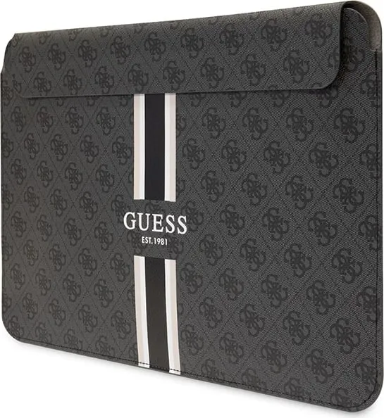Mbështjellës laptopi Guess 4G Printed Stripes, deri 14", lëkurë eko, e zezë - 2