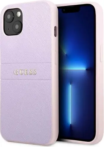Mbështjellës Guess GUHCP13SPSASBPU për iPhone 13 mini, Saffiano, vjollcë