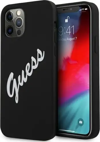 Mbështjellës Guess GUHCP12LLSVSBW për iPhone 12 Pro Max 6.7", silikon, zi/bardhë