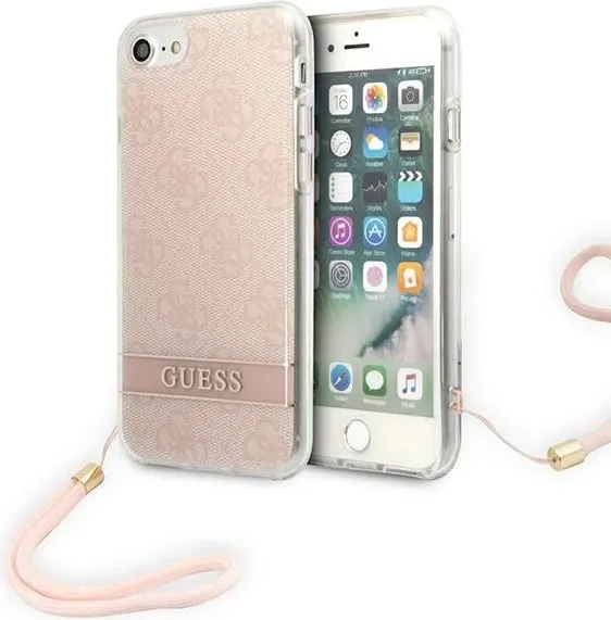 Mbështjellës Guess 4G Print Strap për iPhone SE 2022/SE 2020/7/8, rozë - 1