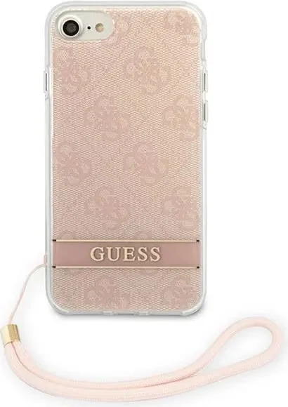 Mbështjellës Guess 4G Print Strap për iPhone SE 2022/SE 2020/7/8, rozë - 2