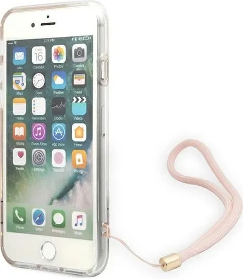 Mbështjellës Guess 4G Print Strap për iPhone SE 2022/SE 2020/7/8, rozë - 4