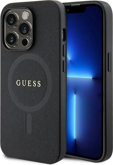 Mbështjellës Guess GUHMP15LPSAHMCK për iPhone 15 Pro 6.1", Saffiano MagSafe, zi - 1