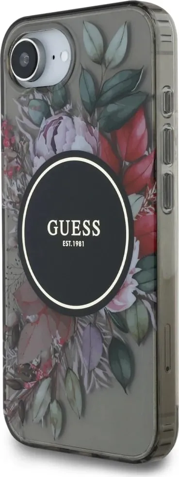 Mbështjellës Guess IML Flowers MagSafe për iPhone 16e, i zi - 2