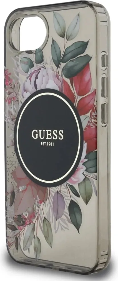 Mbështjellës Guess IML Flowers MagSafe për iPhone 16e, i zi - 6