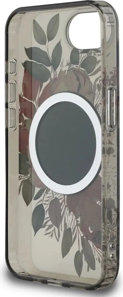 Mbështjellës Guess IML Flowers MagSafe për iPhone 16e, i zi - 7