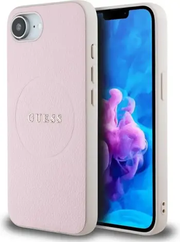 Mbështjellës Guess Grained Ring MagSafe për iPhone 16e, Rozë