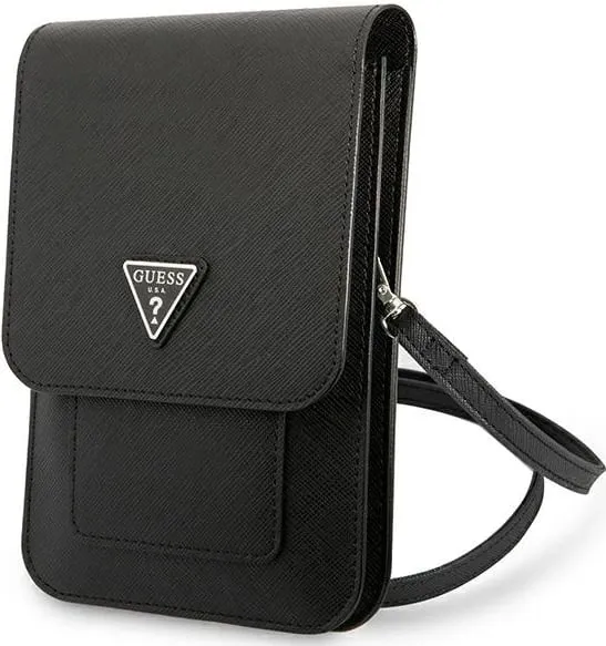 Çantë smartphone Guess Saffiano Triangle, e zezë - 1