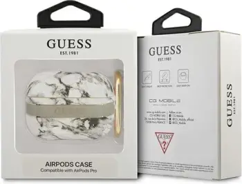 Mbulesë mbrojtëse për kufje Guess Marble Strap, për AirPods Pro, me motiv mermeri, gri