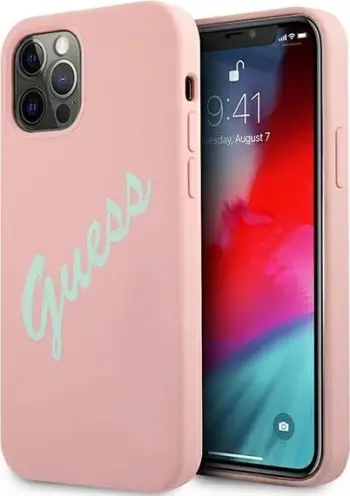 Mbështjellës Guess GUHCP12MLSVSPG për iPhone 12/12 Pro 6.1", silikon, rozë e gjelbër