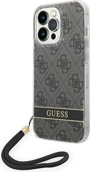 Husë Guess 4G Print Strap për iPhone 14 Pro 6.1", hardcase, e zezë
