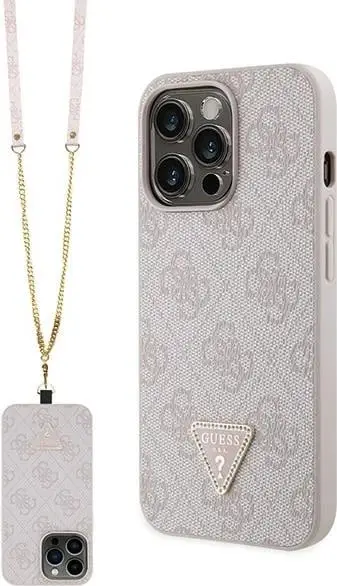 Mbështjellës Guess GUHCP13XP4TDSCPP për iPhone 13 Pro Max 6.7", Crossbody 4G Metal Logo, Rozë