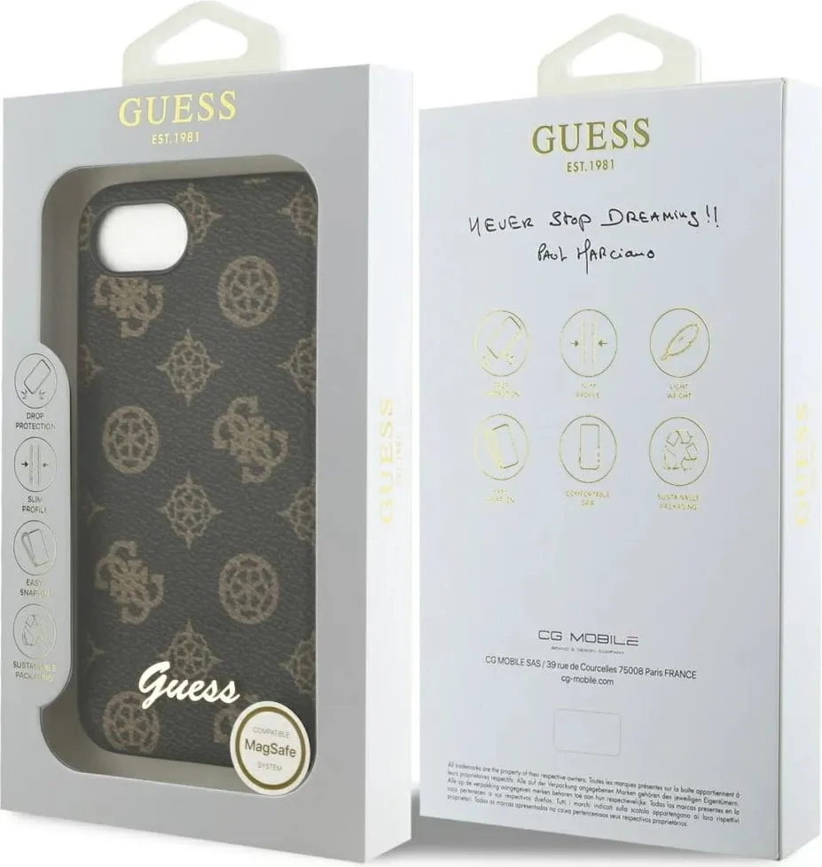 Mbështjellës Guess Peony Script Logo MagSafe për iPhone 16e, i zi - 8