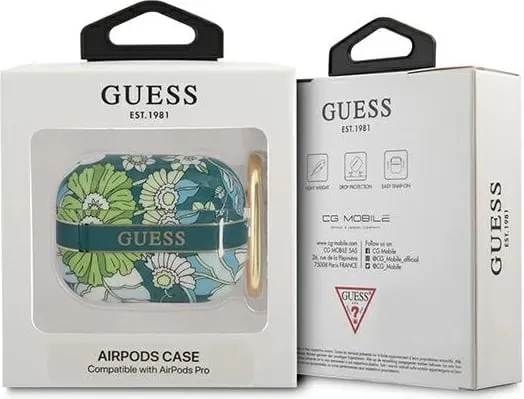 Mbulesë mbrojtëse Guess Flower Strap Collection për AirPods Pro, TPU, jeshile - 1