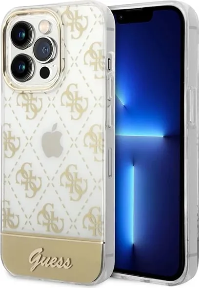 Mbështjellës Guess 4G Pattern Script për iPhone 14 Pro Max 6.7", Gold - 1