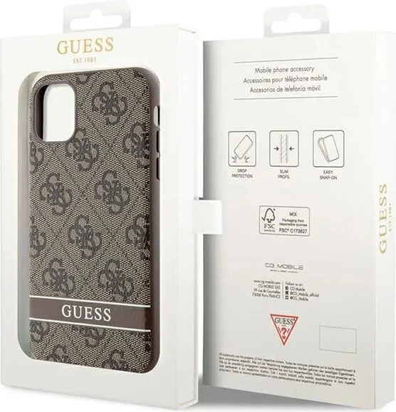 Mbështjellës telefoni Guess GUHCN61P4SNW, për iPhone 11 XR, hardcase, kafe - 3