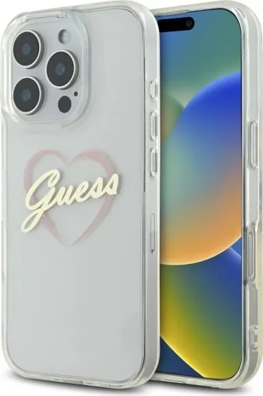 Mbështjellës Guess IML Heart për iPhone 16 Pro Max, Transparent - 1