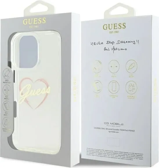 Mbështjellës Guess IML Heart për iPhone 16 Pro Max, Transparent - 2