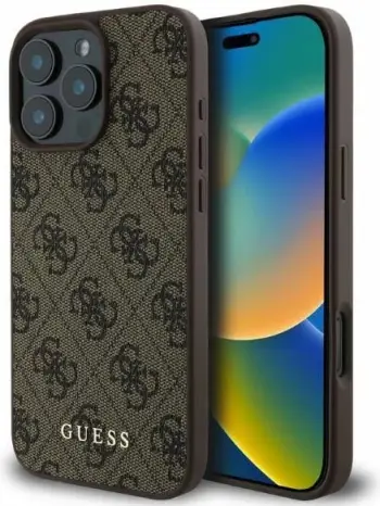 Mbështjellës Guess 4G Classic për iPhone 16 Pro, Kafe