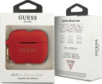 Mbrojtëse silikoni Guess GUACAPSILGLRE për AirPods Pro, e kuqe, me shkëlqim