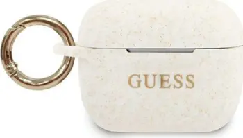 Mbështjellës Guess GUACAPSILGLWH për AirPods Pro, silikon, i bardhë me shkëlqim
