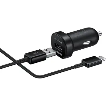 Karikues Samsung Mini për veturë USB-A - USB-C, i zi