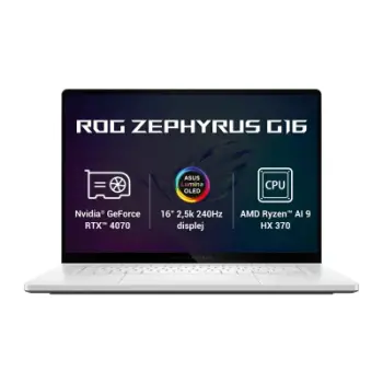 Laptop ASUS ROG Zephyrus G16, 16", OLED, AMD Ryzen R9-H, NVIVIDA GeForce RTX 4070, 32GB RAM, 2TB SSD, i bardhë