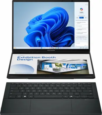 Laptop ASUS Zenbook Duo UX8406CA-PZ068X, Intel Core Ultra 9, 32 GB RAM, 2 TB SSD, Inkwell Gray