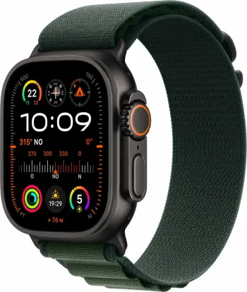 Smartwatch Apple Watch Ultra 2 LTE 49mm, titani i zi, Alpine Loop L, e gjelbër e errët