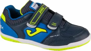 Këpucë futsalli për fëmijë Joma Top Flex 2403 IN Jr, mbyllje me shul, taban gome për dysheme të brendshme, blu navy