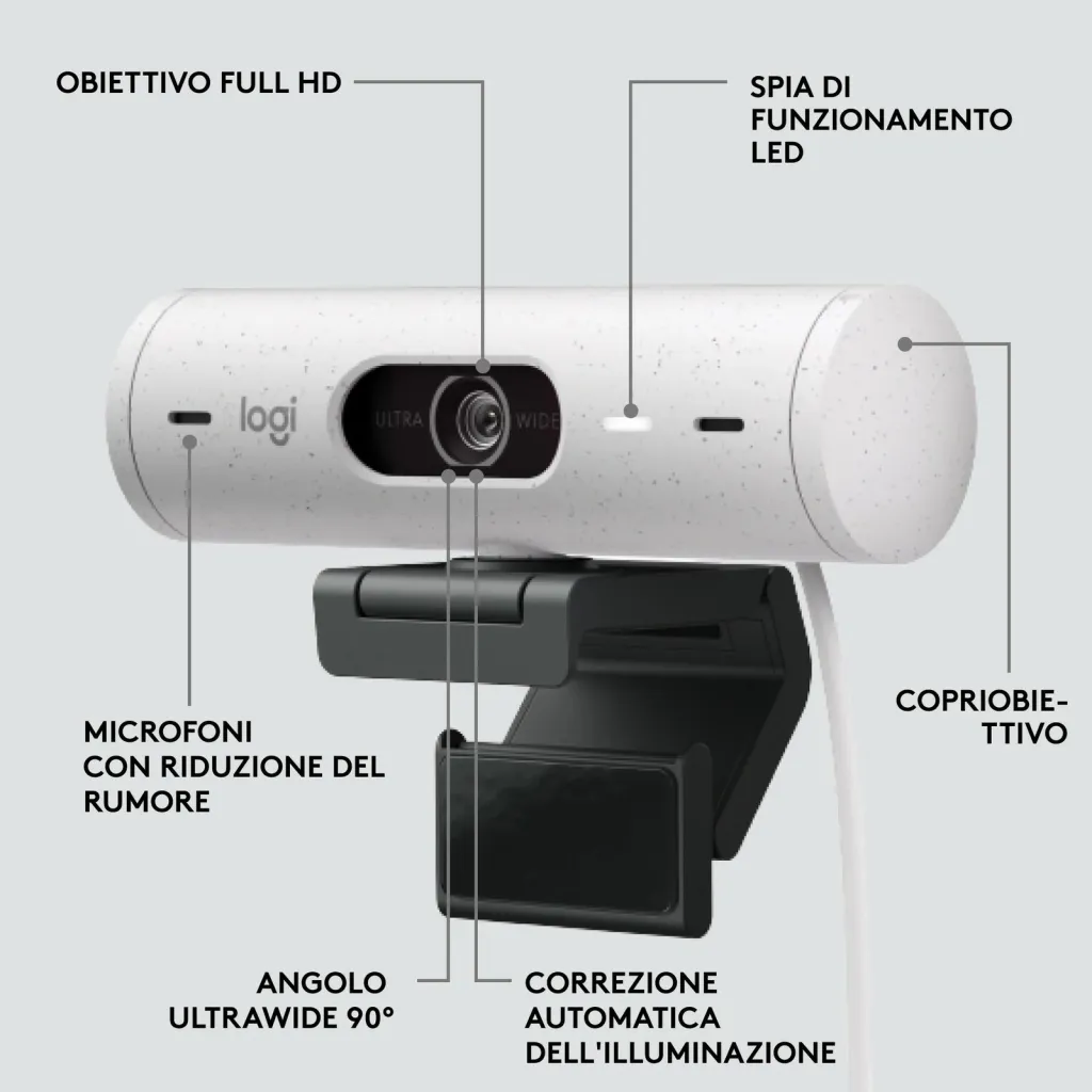 Ueb kamerë Logitech Brio 500, e bardhë - 16
