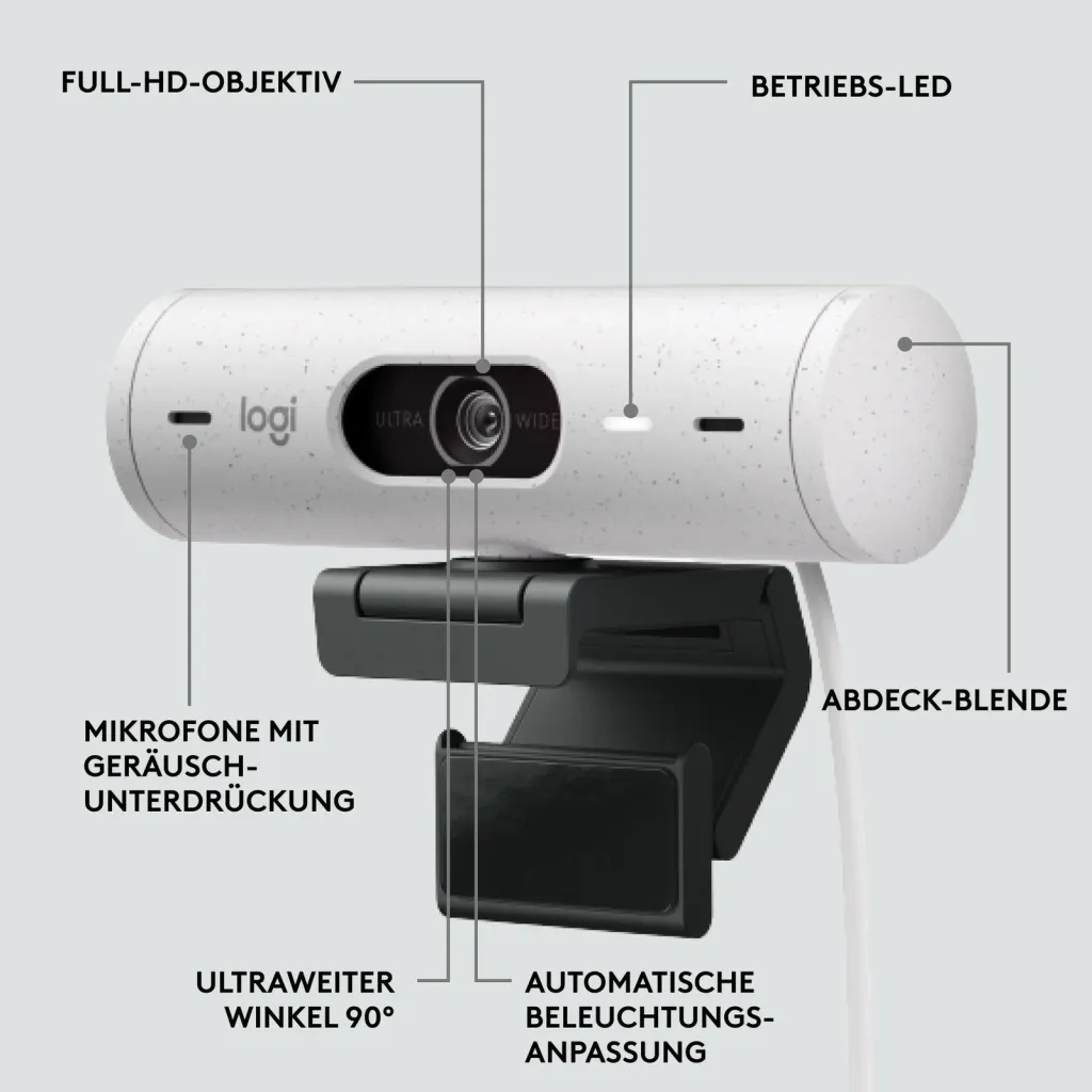 Ueb kamerë Logitech Brio 500, e bardhë - 4