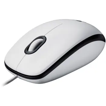 Maus Logitech M100, me kabllo, USB, i bardhë