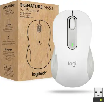 Maus Logitech Signature M650 L, Wireless, 4000 DPI, Bardhë