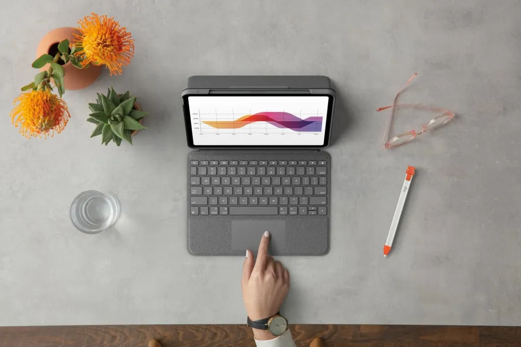 Tastierë me mbështjellës Logitech Folio Touch për iPad Air 4th Gen, gri - 5