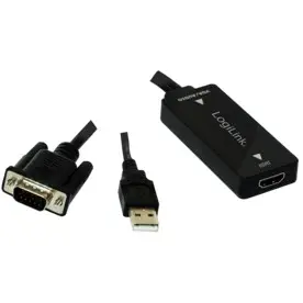 Adapter/Konverter LogiLink / VGA Plug + Audio → HDMI-A Plug / High Speed / 1080p – Zezë