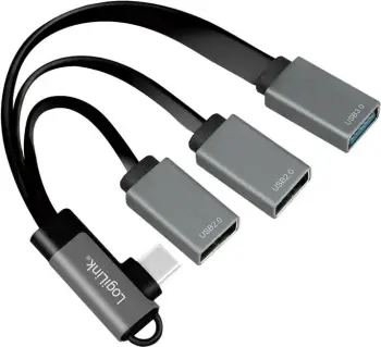 Adapter USB LogiLink 3 porta, USB 3.2 Gen 1, USB C, argjendtë