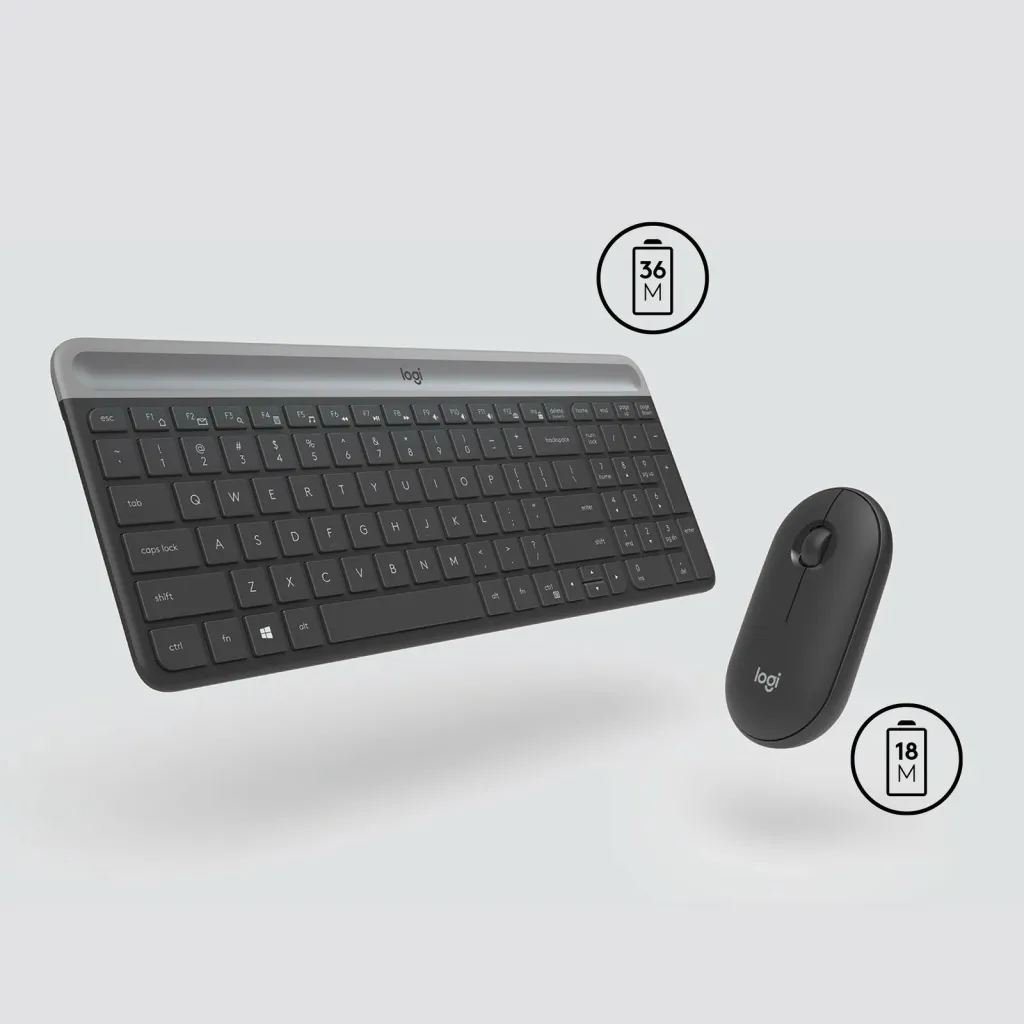 Kasë tastierë me maus Logitech Slim Wireless Combo MK470, full-size, wireless, QWERTZ, graphite - 5