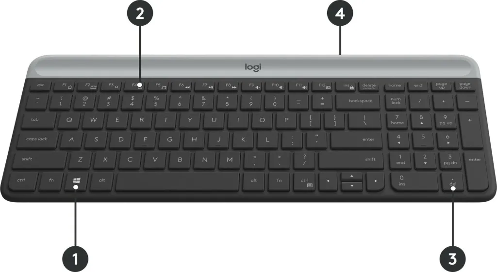 Kasë tastierë me maus Logitech Slim Wireless Combo MK470, full-size, wireless, QWERTZ, graphite - 6