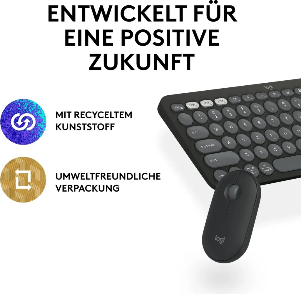 Set maus e tastierë Logitech Pebble 2 Combo 920-012203, wireless, Bluetooth, QWERTZ, grafit - 5