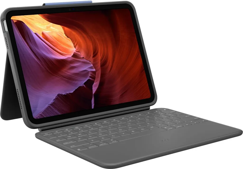Mbështjellës me tastierë Logitech Rugged Folio për iPad 10th Gen, gri - 1