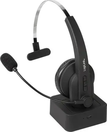 Kufje Bluetooth LogiLink, mono me mikrofon, me stacion karikimi, të zeza