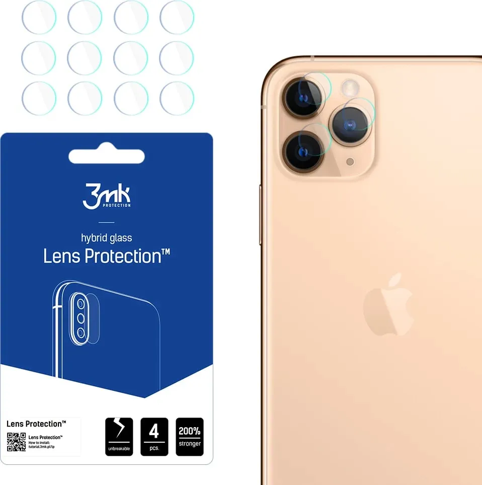 Xham mbrojtës kamerë 3mk Protection Lens Protection për iPhone 11 Pro, Transparent, 4 copë - 1